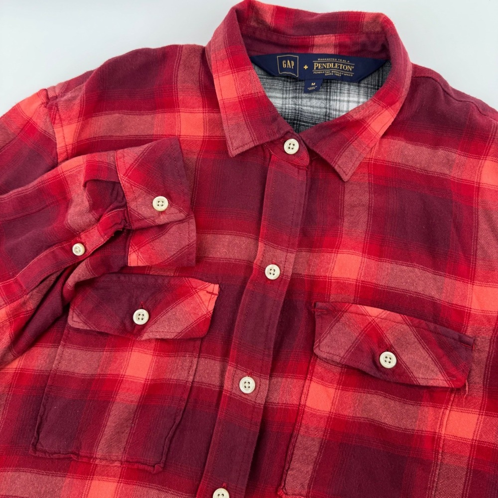 Gap Pendleton Flannel Shirt Womens Red Pink Plaid Viscose